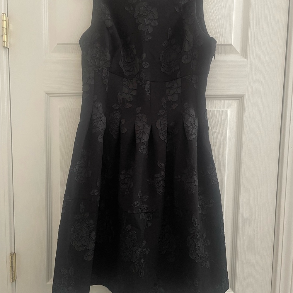 Elle Black Pleated A-Line Midi Dress